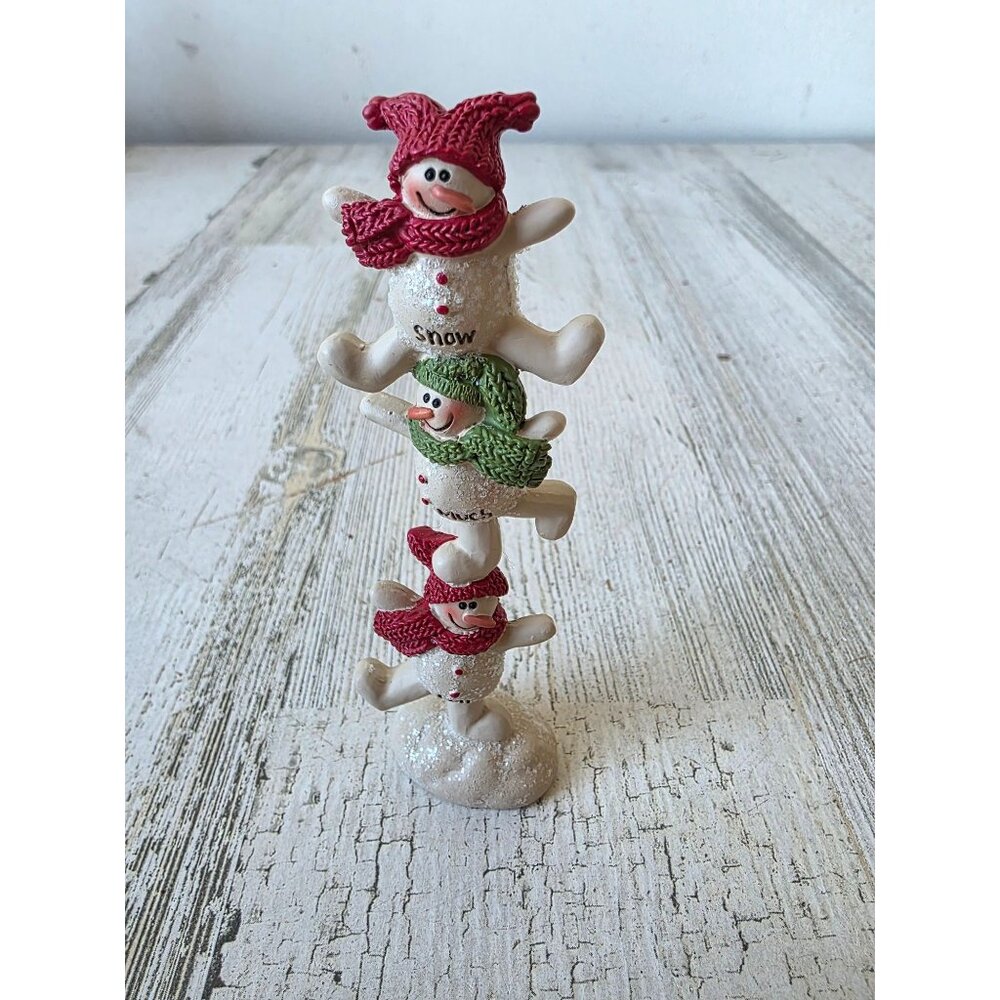 suzi snowman stack totem glitter statue figurine‎ Xmas decor village
